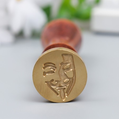 Printing for wax with a wooden handle "Vendett Mask" 9x2.5x2.5 cm-1