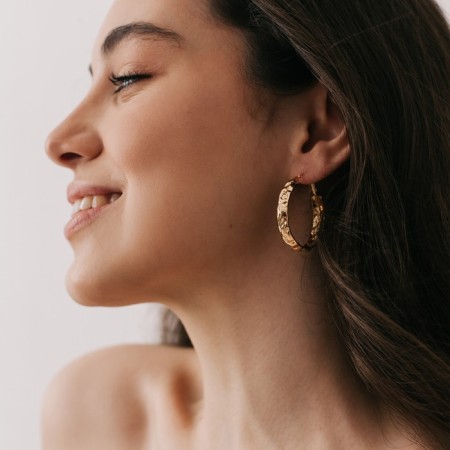 Earrings “Geometry” uneven lines, color gold, d = 3.5-1
