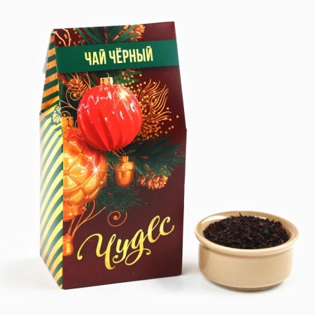 Gift set "Happy New Year": Black Tea 50 g, creamy sweets 110, Brownie cookies 120 g.-1