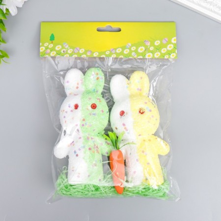 Decor "Zaychat in sprinkling with carrots and grass" Set yellow, green 12 cm-3