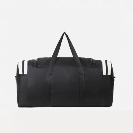 Road bag, 3 parts on zippers, external pocket, long belt, black color-1