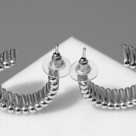 Earrings Metal "Geometry" path of acara, mini, silver color, d = 2.2 cm-2