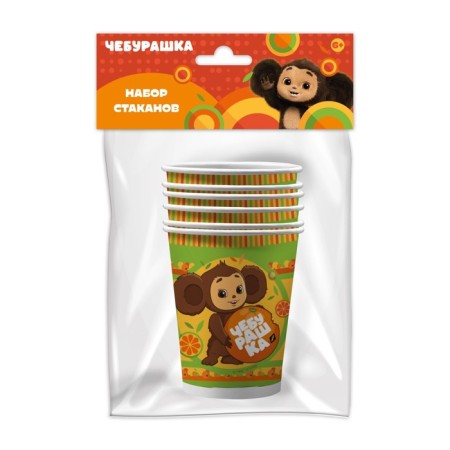 A set of paper glasses "Cheburashka", 6 pieces, 250 ml-1
