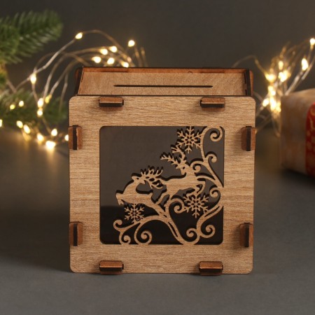 New Year's piggy bank "Deer" 12x12x9 cm-1