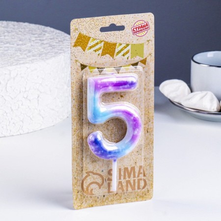 Candle in the cake on the skewer "Galaxy", the number 5, 9 cm, giant-1