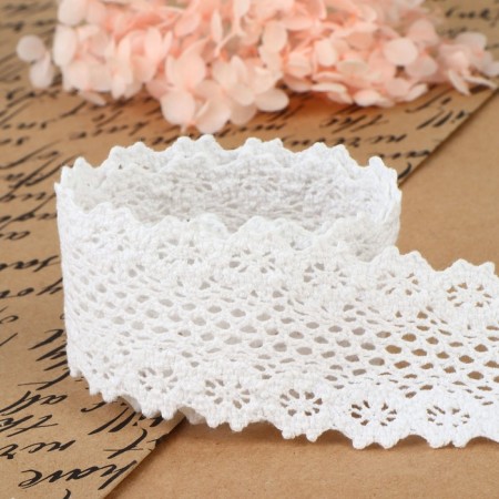 Knitted lace, 45 mm × 10 ± 1 m, white color-2