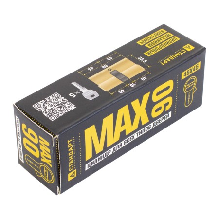 The cylinder mechanism standard Max, 90 mm (45x45), 5 keys, key/key, matte gold-1