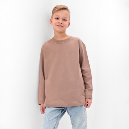 Longsliv children's minku, beige color, height 134 cm-4