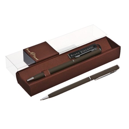 SHOULD OF SHARICAL, 0.7 mm, BrunovisConti Palermo, Blue rod, Metal case Soft Touch Brown, in case