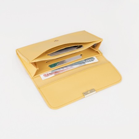 Women's wallet on the button, yellow color-3