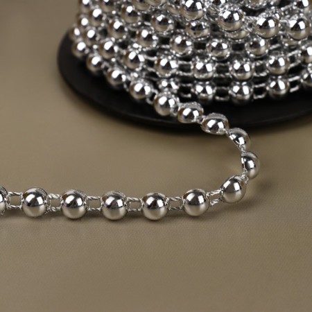Beads on threads, flat, 6 mm, 9 ± 1 m, silver color-1
