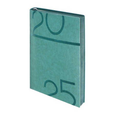 Dated 2025 diary, Escalada, A6+ 176 sheets, soft cover, artificial leather, pancake embossing, tinted block 70 g/m2, green-1