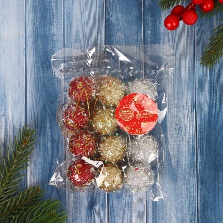 Set of balls plastic D-3 cm, 12 pcs "Fluffy shine" mix-1