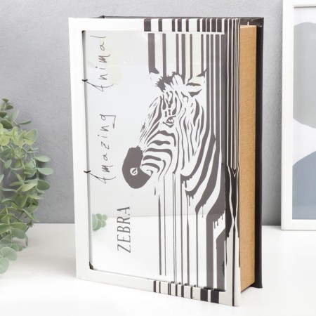Safe-book wood to leatherette, mirror "Zebra" 30x21x7 cm-1