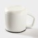 Ceramics mug lid and spoon Moon, 350 ml, white color