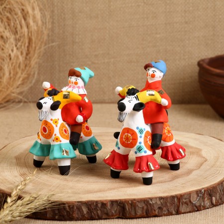 Dymkovo toy "A man on a goat" 8 × 6 × 11 cm,-7