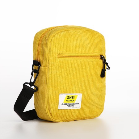 Youth bag with zipper, yellow color-1