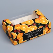 Box for eclaires with liners - 5 pcs “Glntwine”, 25.2 x 15 x 7 cm, New Year
