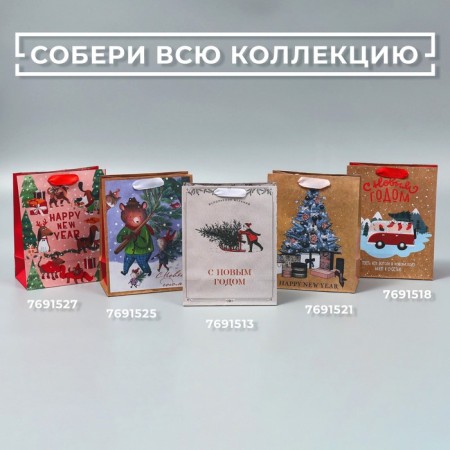 Craft vertical package “Be happy”, MS 18 x 23 x 10 cm, New Year-8