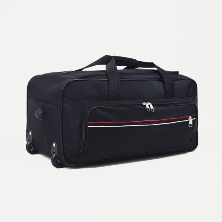 Road bag on wheels, lightning department, 3 outer pockets, black color