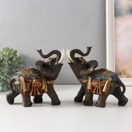 Polystone souvenir "Dark Elephant in Red Popone" MIX 16.5x8x17.5 cm