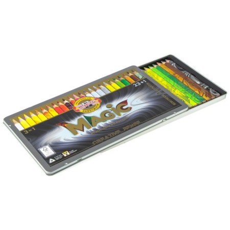 Карандаши 24 цвета Koh-I-Noor 3408 Magic + карандаш-блендер, в металлическом пенале-1