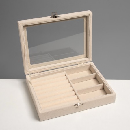 Standing for jewelry "Casket", 7 stripes, 3 cells, 20 × 15 × 4.5, beige color-2