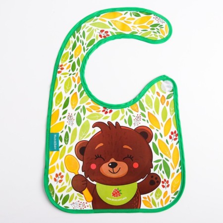 Bibslate for feeding "Bear" waterproof on Velcro, with a pocket-1