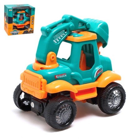 Tractor "Construction", mobile details, light and sound, works from batteries, turquoise color