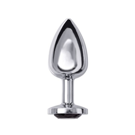 Anal plug Metal by Toyfa, silver, with a black crystal, 10 cm, d = 4 cm-1