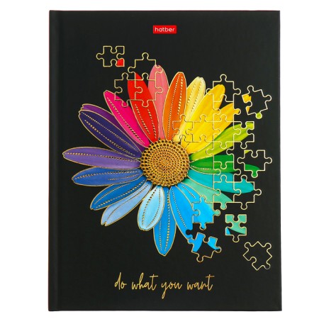Business notebook in a solid cover A5 80 sheets in the cell "Flower kaleidoscope", matte lamination, 3D foil, 5-color block, block 60 g/m2