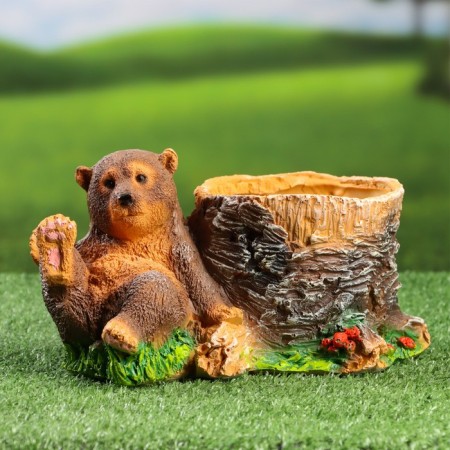 Figure Kashpo "Bear at the stump", 13x25cm
