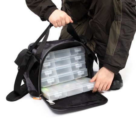 Fishing bag "Ranger" Lure Bag L, 40x25x21 cm, color gray + 5 boxes Luno 20-7