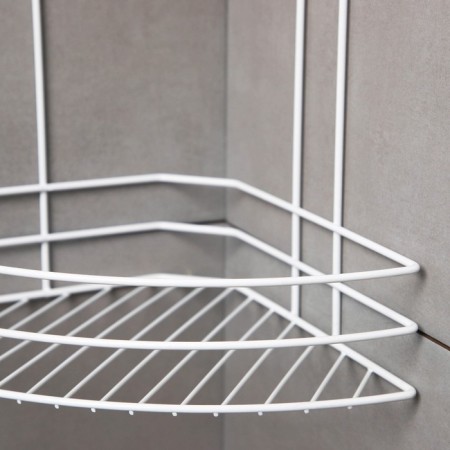 Bathroom shelf is an angular 3-tier, 23 × 58.5 cm, white color-2