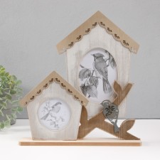 Photo frame wood in 2 photos 9x9 and 10x14 cm 