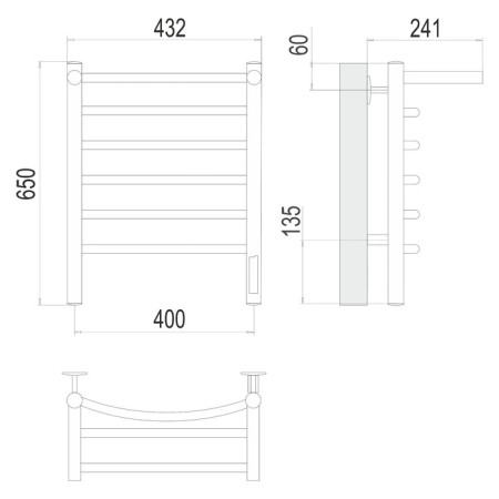 Terminus heated towel rail "Classic" P6, 400x650 mm, chrome-2