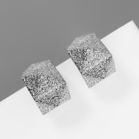 Earrings Metal "Geometry" volume, color silver