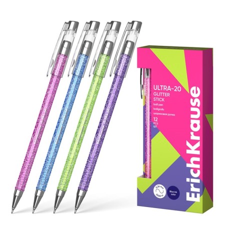 Ballic handle, Erichkrause, Ultra-20 Stick Glitter Node 0.7 mm color blue