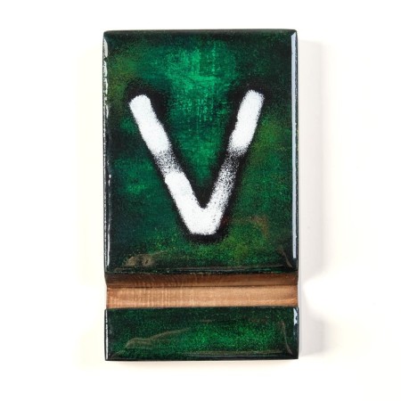 Top for phone "V", 13x8x1.5 cm, wood, epoxy resin, handmade-2