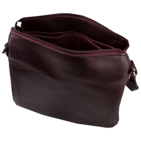 Cross-Bodi bag with zipper, burgundy color-2