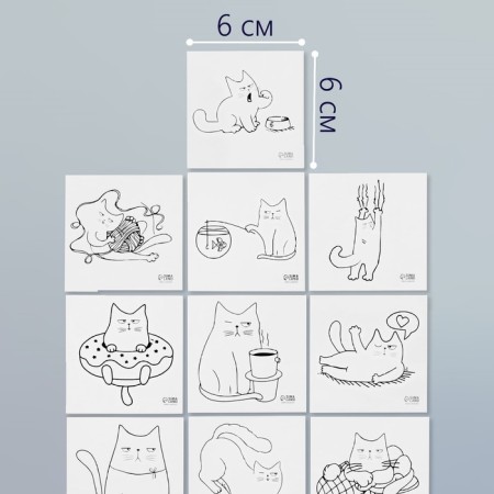 Tattoo on the body Black "cats" set 10 pcs 6x6 cm-1