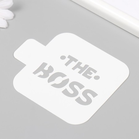 Plastic stencil "The Boss" 9x9 cm-1