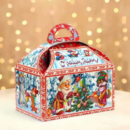 New Year. The gift box "New Year" casket is small 18.5 x 12.5 x 19cm.