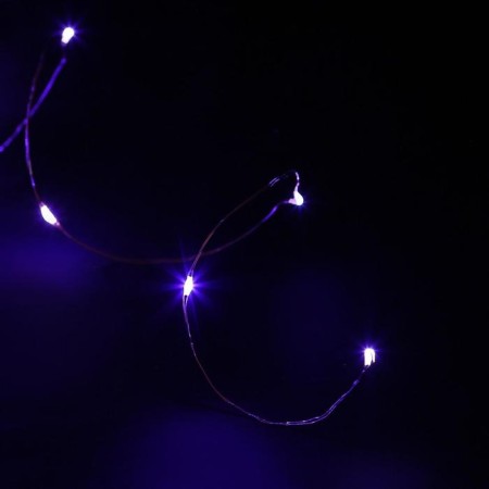 Garland "thread" 5 m dew, IP20, silver thread, 50 LED, purple glow, CR2032x2-4