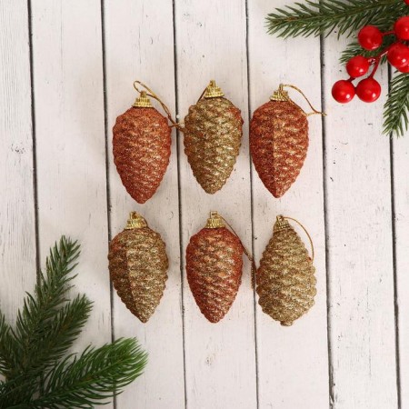 Jewelry decoration "Bump with overflows" (set of 6 pcs) 3.5x5.5 cm, gold