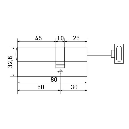 The cylinder mechanism standard MAX, 80 mm (50x30S), 5 keys, key/rod, matte nickel-2