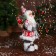Santa Claus "In a suit with ornaments, skiing and twigs" 31 cm, red-white