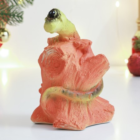 New Year. Symbol 2025. Piggy bank "Snake on a branch" 10x10x16cm-1