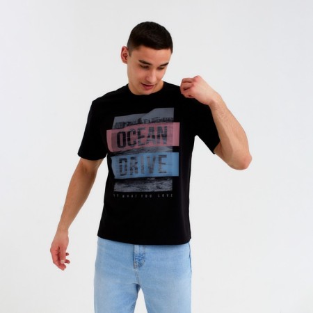 Men's T-shirt Minaku "Ocean" Color Black, Rr. 54-1