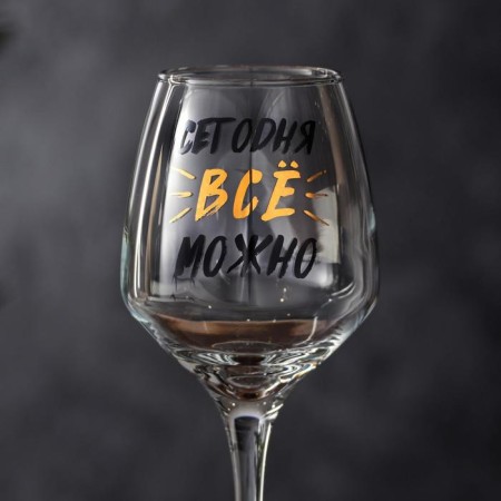 A glass for the wine "You can do everything", 350 ml, type of drawing: Decorative-3
